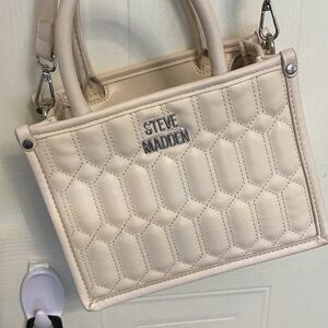 Steve Madden Beige Quilted Satchel
